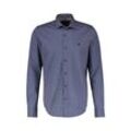 Langarmhemd LERROS "LERROS Modisches Hemd mit Haifischkragen, gemustert", Herren, Gr. 5XL, extraweit, blau (crispy blau), 97% Baumwolle, 3% Elasthan, Langarm, Hemden