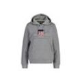 Sweatshirt GANT "Sweatshirt Regular Archive Shield Hoodie" Gr. M, grau, Damen, Obermaterial: 78% Baumwolle CO. 22% Polyester PES., Sweatshirts