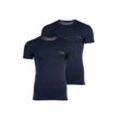 T-Shirt EMPORIO ARMANI "T-Shirt BOLD MONOGRAM 2er Pack" Gr. L, blau (marine), Herren, Obermaterial: 95% Baumwolle CO. 5% Elasthan EL., Shirts