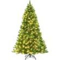 Costway - 200cm Künstlicher Weihnachtsbaum mit warmweisser LED-Lichterkette, Tannenbaum mit Metallstaender, Christbaum pvc Nadeln, Kunstbaum