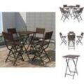 Gartenmöbel-Sets - Living 5-tlg. Garten-Essgruppe Klappbar Stahl Poly Rattan Braun - Braun