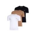 T-Shirt BOSS "T-Shirt T-Shirt RN 3P Classic 3er Pack" Gr. L, schwarz, weiß, hellbraun, Herren, Obermaterial: 100% Baumwolle CO., Shirts