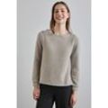 Langarmshirt STREET ONE, Damen, Gr. 36, breezy beige, Stoff, 48% Polyamid, 27% Polyester, 13% Viskose, 12% Metallfasern, unifarben, casual, normal normal, U-Boot-Ausschnitt, Langarm Bündchen, Shirts, aus softem Materialmix