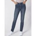 Stretch-Jeans CREATION L PREMIUM, Damen, Gr. 44, Normalgrößen, blau (blau, stone, washed), 45% Baumwolle, 22% Lyocell, 21% Polyester, 10% Viskose, 2% Elasthan, unifarben, lang, Jeans