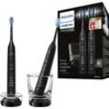 Elektrische Zahnbürste PHILIPS SONICARE "HX9914", schwarz, ElektrozahnbürstenB:17,4cm H:25,2cm T:11,1cm, Kunststoff, DiamondClean Premium Schallzahnbürste, Doppelpack inkl. Ladeglas, B:17,4cm H:25,2cm T:11,1cm