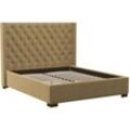 Polsterbett mit gestepptem Kopfteil - 160 x 200 cm - Stoff - Beige - massimo ii