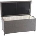 Neuwertig] Poly-Rattan Kissenbox HHG 570, Gartentruhe Auflagenbox Truhe Premium grau, 51x100x50cm 170l