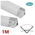 Tolletour - 10x1m led Aluminium Profil led Aluprofil Alu Schiene Leiste Inner Modelle für led Streifen Eloxiert Leuchte V-form