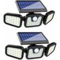 Außen-Solarlampe, (2er-Pack) 74 led, wasserdicht IP65, 360° Weitwinkelbeleuchtung, Solarleuchte mit Bewegungssensor, für Garten, Eingang