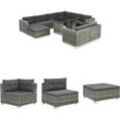 Homemiyn - The Living Store 10-tlg. Garten-Lounge-Set mit Auflagen Poly Rattan Grau - Gartenmöbel-Sets - Grau