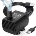 Jalleria - Tauchwasserpumpe, Aquariumpumpe, verstellbar, 200 l/h, 3 w, besonders leise, Catit USB-Pumpe für Teich, Aquarium, Brunnen, Aquarium, 1,4 m