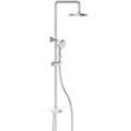 Duschset AQUASTAR, Regendusche ohne Armatur, Duschsystem mit Ablage, Handbrause mit 5 Funktionen, Duschbrause Chrom/Weiß