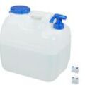 Wasserkanister mit Hahn, Weithals Schraubdeckel, Trinkwasserkanister Camping, 23L, Kunststoff, BPA-frei, weiß - Relaxdays