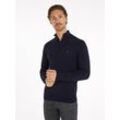 Troyer TOMMY HILFIGER "PIMA ORG CTN CASHMERE ZIP MOCK", Herren, Gr. XXXL (58), blau (desert sky), Obermaterial: 95% Baumwolle, 5% Kaschmir, casual, Langarm Rippstrickbündchen, Pullover