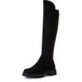 Overkneestiefel TAMARIS Gr. 38, Normalschaft, schwarz, Damen, Textil, unifarben, Veloursleder, Schuhe, Blockabsatz, Langschaftstiefel, Overkneestiefel, vegane Verarbeitung