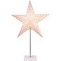 Star Trading - Tischlampe Weihnachtsstern Leo von 3D Papierstern Weihnachten in Weiß mit Fuß aus Holz und Metall, Dekostern Tischleuchte mit