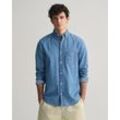 Langarmhemd GANT "Regular Fit Denimhemd Jeanshemd pflegeleicht", Herren, Gr. S, N-Gr, blau (semi light blau), Web, Obermaterial: 100% Baumwolle, casual, regular fit, Langarm, Hemden