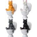 Katze auf Toilette Statue – Miniaturfigur – Ornament für Zuhause – Katzenfiguren aus Kunstharz – Katzenfigur aus Kunstharz – Heimdekoration – süße