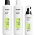 Nioxin SYSTEM 2 Naturbelassenes, sichtbar dünner werdendes Haar Natural Hair Progressed Thinning3-Step-System Set Scalp + Hair Shampoo 150 ml + Scalp + Hair Conditioner 150 ml + Scalp Care + Hair Thickeing Treatment 40 ml