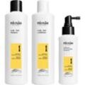 Nioxin SYSTEM 1 Naturbelassenes, dezent dünner werdendes Haar 3-Stufen Set Scalp + Hair Shampoo 300 ml + Scalp + Hair Conditioner 300 ml + Scalp Care + Hait Thickening Treatmenr 100 ml 700 ml