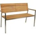 Harms - 2-Sitzer Bank Sitz Teakholz Edelstahl Garten Terrasse Lounge Balkon 125x86x55cm