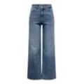 High-waist-Jeans ONLY "ONLMADISON BLUSH HW WIDE DNM TAI853 NOOS" Gr. M (38), Länge 32, blau (special blau grau denim), Damen, Denim/Jeans, Obermaterial: 92% Baumwolle, 6% Elastomultiester, 2% Elasthan, unifarben, Jeans