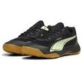 Hallenschuh PUMA "SOLARFLASH III", Gr. 43, schwarz (puma schwarz, fizzy apple), Textil, sportlich, Schuhe