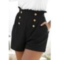 LASCANA Shorts schwarz Gr. 36 für Damen. Mit Zierknöpfe. Figurumspielend