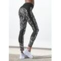 LASCANA ACTIVE Leggings 'Splash' mehrfarbig Gr. 32/34 für Damen. Mit Logodruck, Allover-Druck. Figurbetont