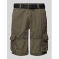 Regular Fit Cargoshorts mit Stoffgürtel Modell 'DURRAS'