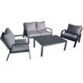 4-Teiliges Lounge-Set anthrazit Sitzgruppe alu Sessel Tischgruppe Garten Veranda