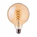 V-tac - Leuchtmittel 4,8 Watt Vintage led Filament Glühbirne warmweiß Kugelform Glas amber, E27 Fassung 300 Lumen 1800 Kelvin, DxH 9,5x9,5 cm