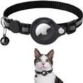 (Airtag-GPS nicht im Lieferumfang enthalten) (schwarz) Katzenhalsband, Zubehör kompatibel mit Apple Airtag, Halsband mit Sicherheitsschnalle gegen