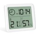 Csparkv - Mini-Digital-Innenthermometer, professionelles tragbares Großbild-Hygrometer mit Uhr, genaues weißes Thermometer, Hygrometer für Zuhause,