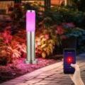 Außen Stehleuchte Sockellampe Wegeleuchte Standlampe Gartenleuchte, Edelstahl silber, App Steuerung cct, Smart rgb led 8,5W 806Lm, h 45 cm