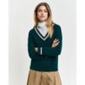 Superfine Lambswool V-Neck Pullover mit Kontrast