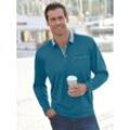 Langarmshirt HAJO "Langarm-Shirt" Gr. 48/50, blau (petrol), Herren, 62% Baumwolle, 38% Polyester, unifarben, Shirts