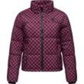 Winterjacke RAGWEAR "Serah Print", Damen, Gr. 4XL (48), pink (fuchsia), Außenmaterial: 100% Polyester, Innenfutter: 100% Polyester, Wattierung: 100% Polyester, modisch, gerade hüftlang, hoch geschlossener Ausschnitt, Langarm Ärmel ohne Ärmelschlitz Rippstrickbündchen, Jacken, wasserdichte Winter Steppjacke mit Hahnentritt Muster