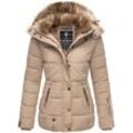 Winterjacke MARIKOO "Nekoo" Gr. L (40), beige, Damen, Oberstoff: 100% Polyester, Futter: Wattierung: Ärmelfutter: Kunstpelz: 90% Polyacryl, 10% Jacken stylische Damen Steppjacke mit großer Kapuze