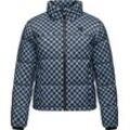 Winterjacke RAGWEAR "Serah Print", Damen, Gr. 4XL (48), blau (himmelblau), Außenmaterial: 100% Polyester, Innenfutter: 100% Polyester, Wattierung: 100% Polyester, modisch, gerade hüftlang, hoch geschlossener Ausschnitt, Langarm Ärmel ohne Ärmelschlitz Rippstrickbündchen, Jacken, wasserdichte Winter Steppjacke mit Hahnentritt Muster