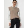 Pullunder HECHTER PARIS Gr. 32/34, beige (sand melange), Damen, Strick, Obermaterial: 50% Baumwolle, 50% Polyacryl, meliert, Pullover, mit Strickmuster - NEUE KOLLEKTION