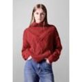 Rollkragenpullover STREET ONE STUDIO, Damen, Gr. 44, rot (urban rot), Stoff, 72% Polyester, 28% Baumwolle, unifarben, casual, oversize normal, Rundhals, Langarm Bündchen, Pullover, aus softem Materialmix