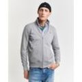 Sweatjacke GANT "REG SHIELD FULL ZIP SWEAT", Herren, Gr. 4XL, grau (grau melange), Sweatware, Obermaterial: 87% Baumwolle, 13% Polyester, casual, regular fit hüftlang, hoch geschlossener Ausschnitt, Langarm elastischer Bund, Sweatjacken, mit Logostickerei auf der Brust