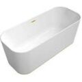 Villeroy und Boch Villeroy & Boch Finion freistehende Badewanne 177FIN7N300V101 170x70cm, Wasserzulauf, Emotion, Design-Ring, weiß, gold