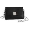 Umhängetasche CALVIN KLEIN "CK PLAQUE SM CROSSBODY W/CHAIN" Gr. B/H/T: 17,5cm x 11cm x 5cm, schwarz, Damen, Lederimitat, Taschen, Schultertasche, Abendtasche, kleine Umhängetasche in eleganter Optik