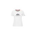 T-Shirt ALPHA INDUSTRIES "Alpha Industries Women - T-Shirts New Basic T Glitter Women", Damen, Gr. L, weiß, Obermaterial: 100% Baumwolle, Kurzarm, Shirts