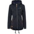 Funktionsjacke RAGWEAR "ZUZKA", Damen, Gr. M (38), blau (navy), Web, Obermaterial: 100% Polyester. Futter: 100% Polyester, unifarben, kontrastfarbene Details, casual, figurbetont, Langarm, Jacken, stylische Übergangs-Outdoor-Jacke Water repellent coating