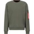 Sweatshirt ALPHA INDUSTRIES "3D Small Logo Sweater", Herren, Gr. S, grün (schwarz olive), Sweatware, Obermaterial: 100% Baumwolle, bedruckt, modisch, regular fit, Rundhals, Langarm Rippbündchen, Sweatshirts