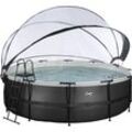 Framepool EXIT "inkl. multifunktionaler Poolabdeckung & Wärmepumpe", schwarz, H:122cm Ø:450cm, Schwimmbecken, ØxH: 450x122 cm, mit Sandfilteranlage und Sicherheitsleiter