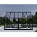 Dancover Orangerie, Gewächshaus aus Glas 13,3m², 4,45x2,99x2,95m mit Sockel und Krone, Schwarz